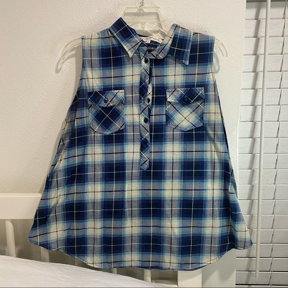 country girl blue plaid flannel vest